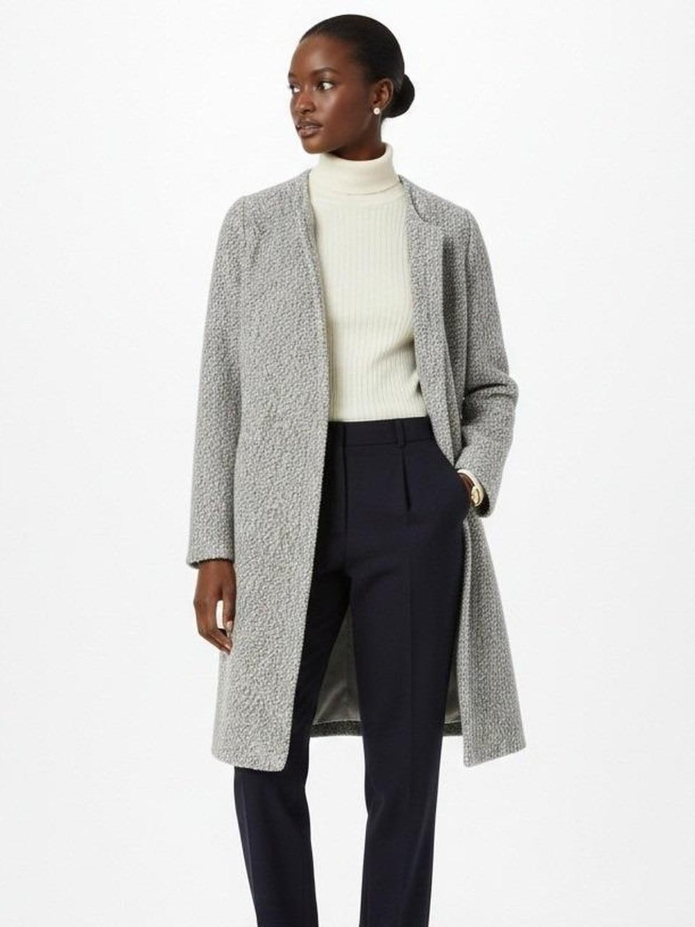 A New Day Women’s Grey and White Coat Sweater Size Large